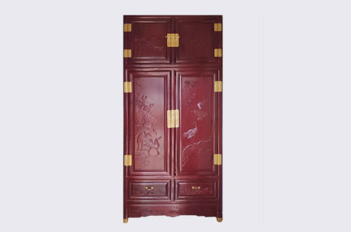 志仲镇高端中式家居装修深红色纯实木衣柜