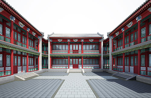 志仲镇北京四合院设计古建筑鸟瞰图展示